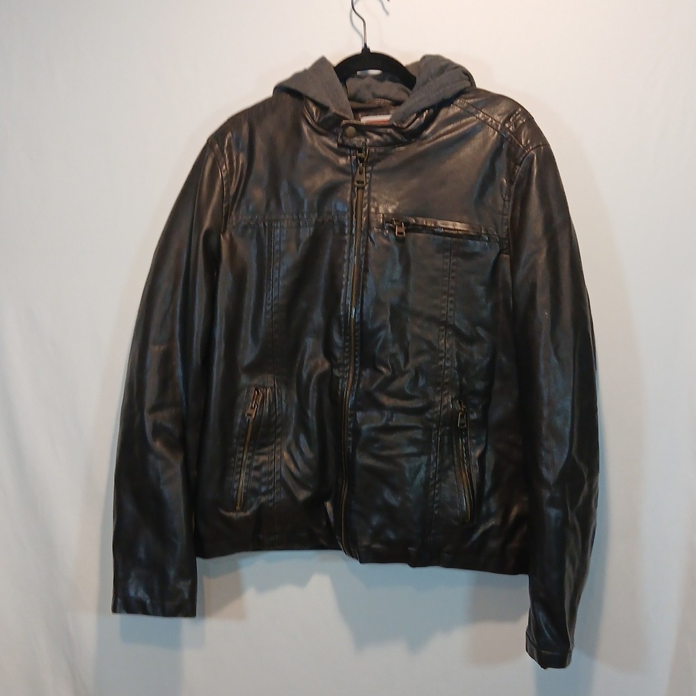Levi's M Motorcycle Jacket with Hood Moto Zip cuffs Grunge 3 pockets 90s Y2K